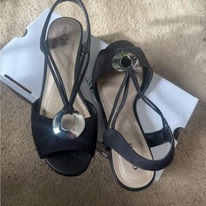 Caslon Black Sandals with Silver Accent